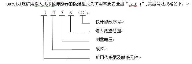 GUY5(A)煤矿用投入式液位传感器型号含义